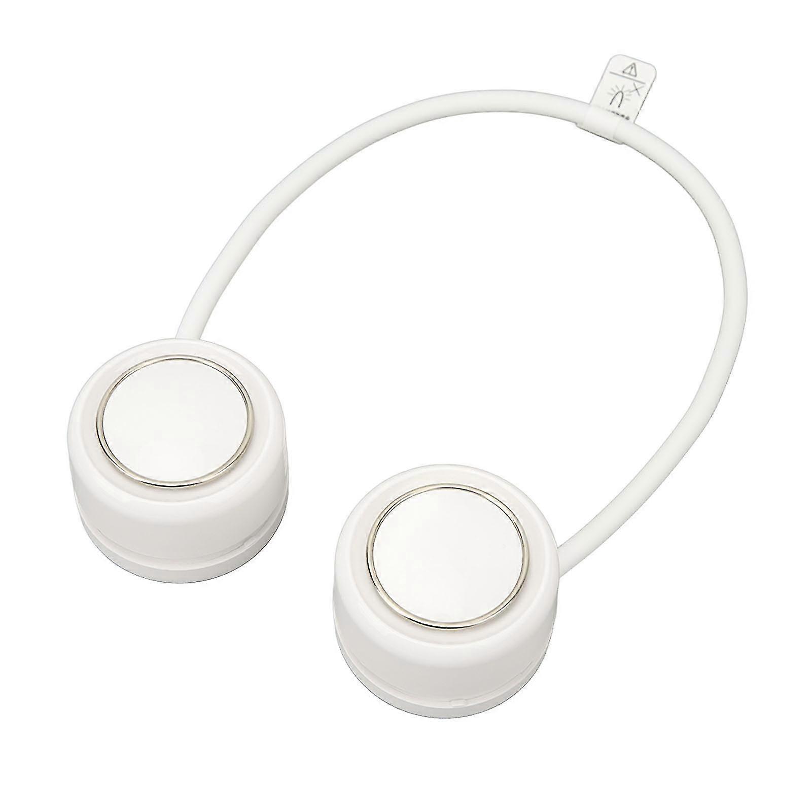 White Bladeless Folding Neck Hanging Fan - 3 Gear Silent 3-Level Speed for School with 1600mAh Battery