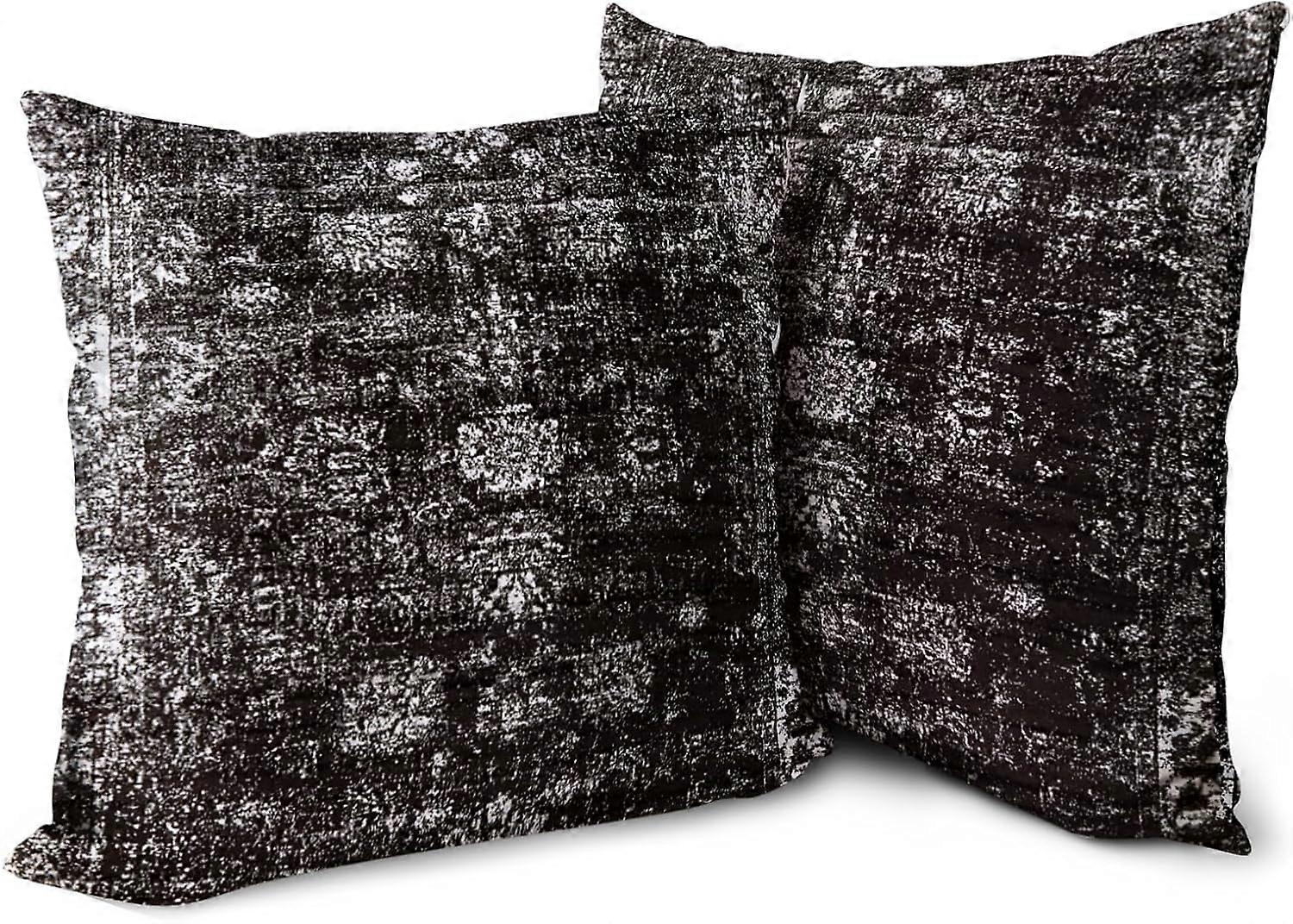 Capas de Almofada Boho Pretas 16x16 polegadas Conjunto de 2, Tapete Persa Bohemian Capa de Almofada de Pelúcia Macia com Padrão de Dupla Face para Decoração de Sofá Cama