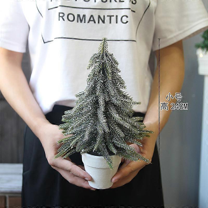 Creative White basin small Christmas tree simulation tree diy home small potted Christmas gift desktop mini ornament decoration
