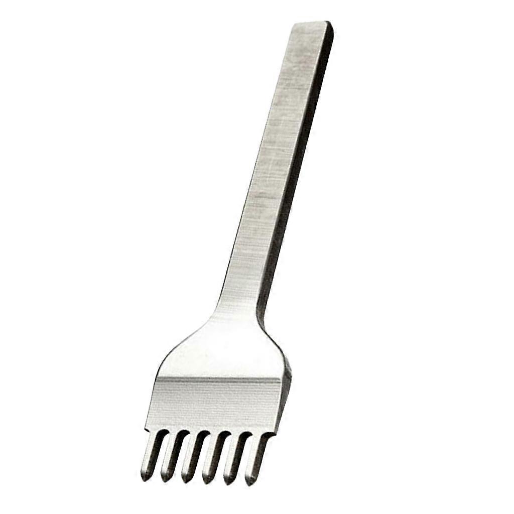 Leather Craft Tools Diamond Hole Punch Stitching Chisel 6mm 6 Prong Silver