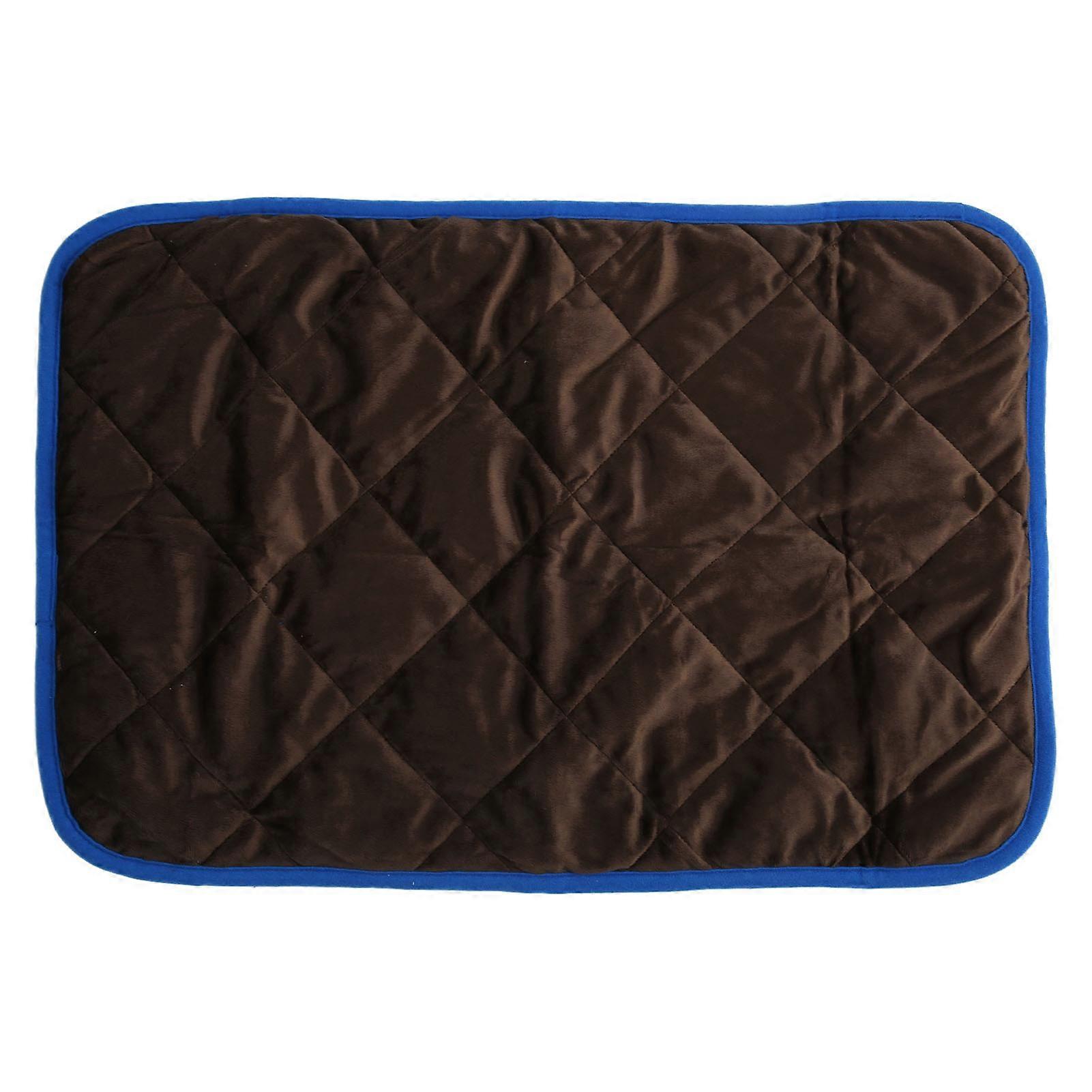 Washable Dog Pee Pad Self Warming Reusable Pet Potty Training Self Warming Mat for Home Coffee Color Blue Border M(48x70cm/18.9x27.56in)