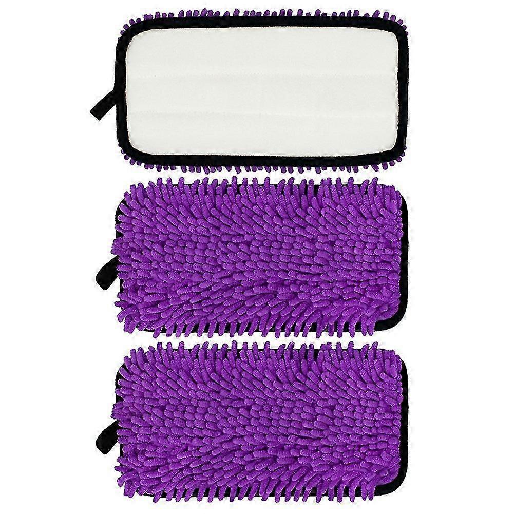 3pcs For Wet Jet Reusable Mop Pad Chenille Wet Dry Dual-use Floor Cleaning Refill Pad