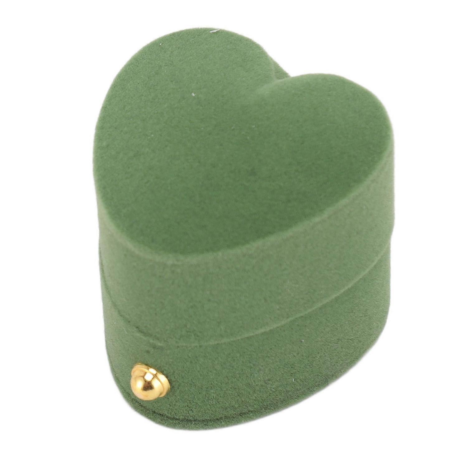Ring Box Heart Shape Exquisite Romantic Small Flannel Ring Case for Proposal Engagement Wedding Gree