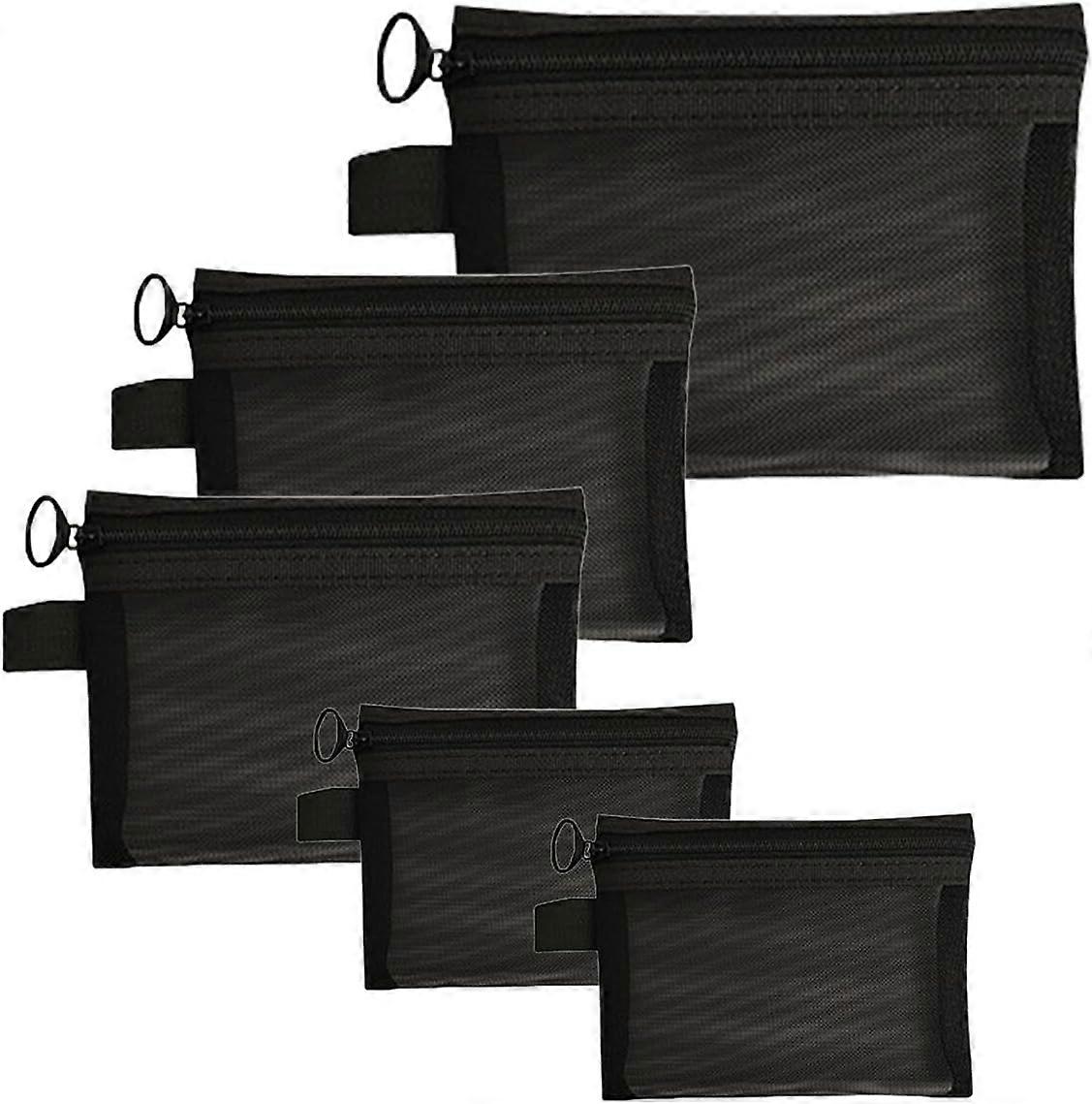 5PCS Small Mesh Zipper Pouch Set, Durable Travel Organizer for Cosmetics, Toiletries, and Accessories - Lightweight and Versatile