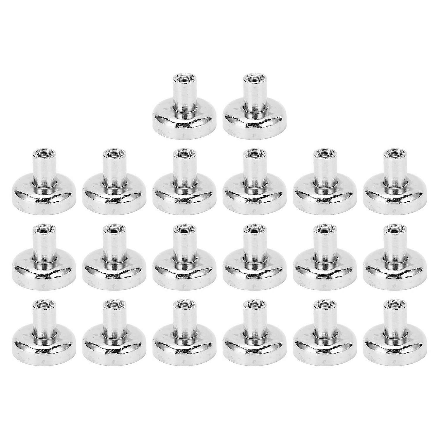 20PCS Pot Magnet with Rod 3 Layer Coating Stainless Steel NdFeB Round Base Magnets D16‑5.5kg