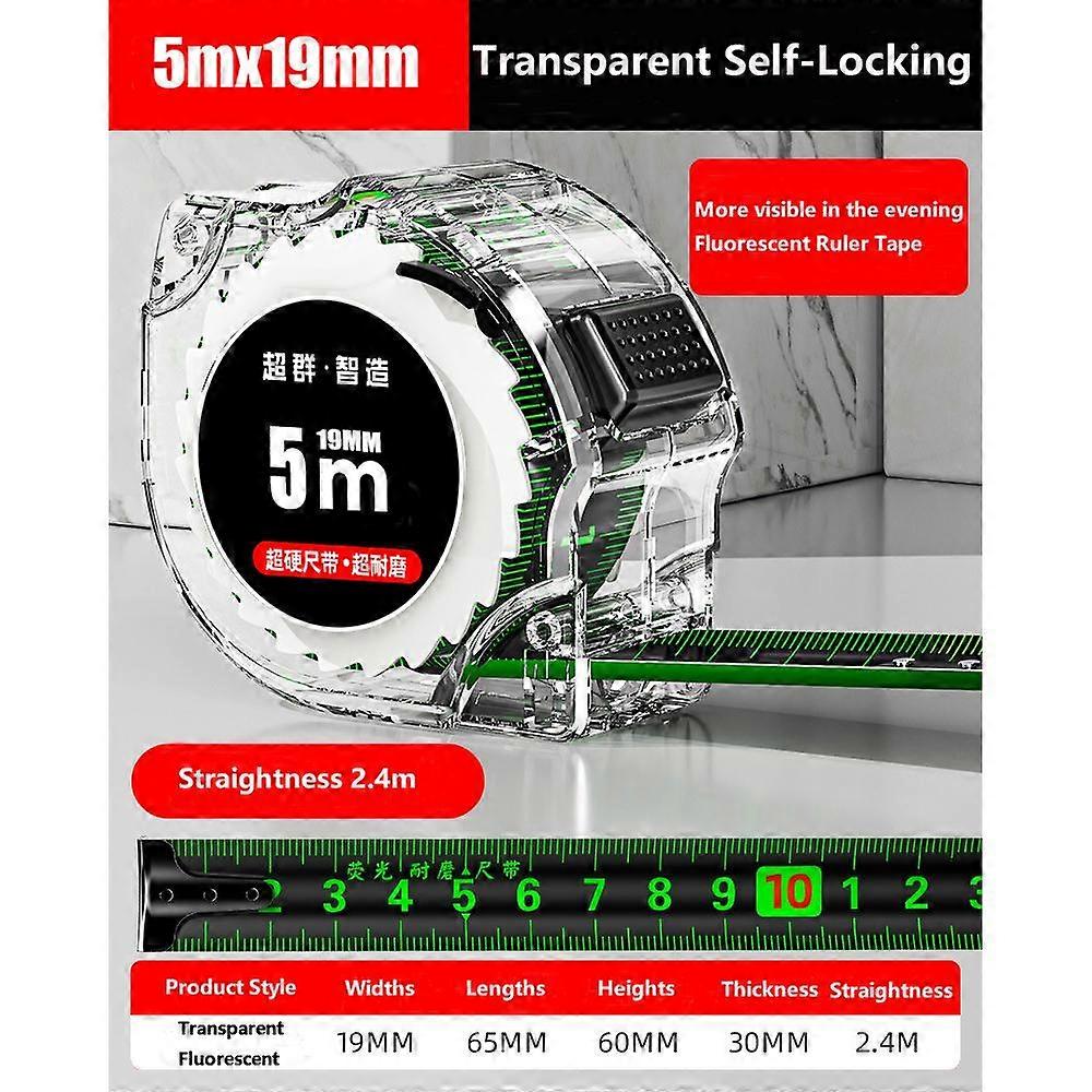Self Locking Fluorescent Steel Tape Measure High-Precision Laser Inkjet Code Box Ruler Measuring Tool Widened Meter Ruler