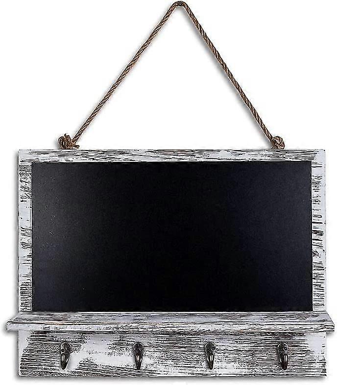 キッチン黒板の装飾白塗り黒板ウォールオーガナイザー棚と金属フック付きの装飾メモボード壁掛け玄関オーガナイザー