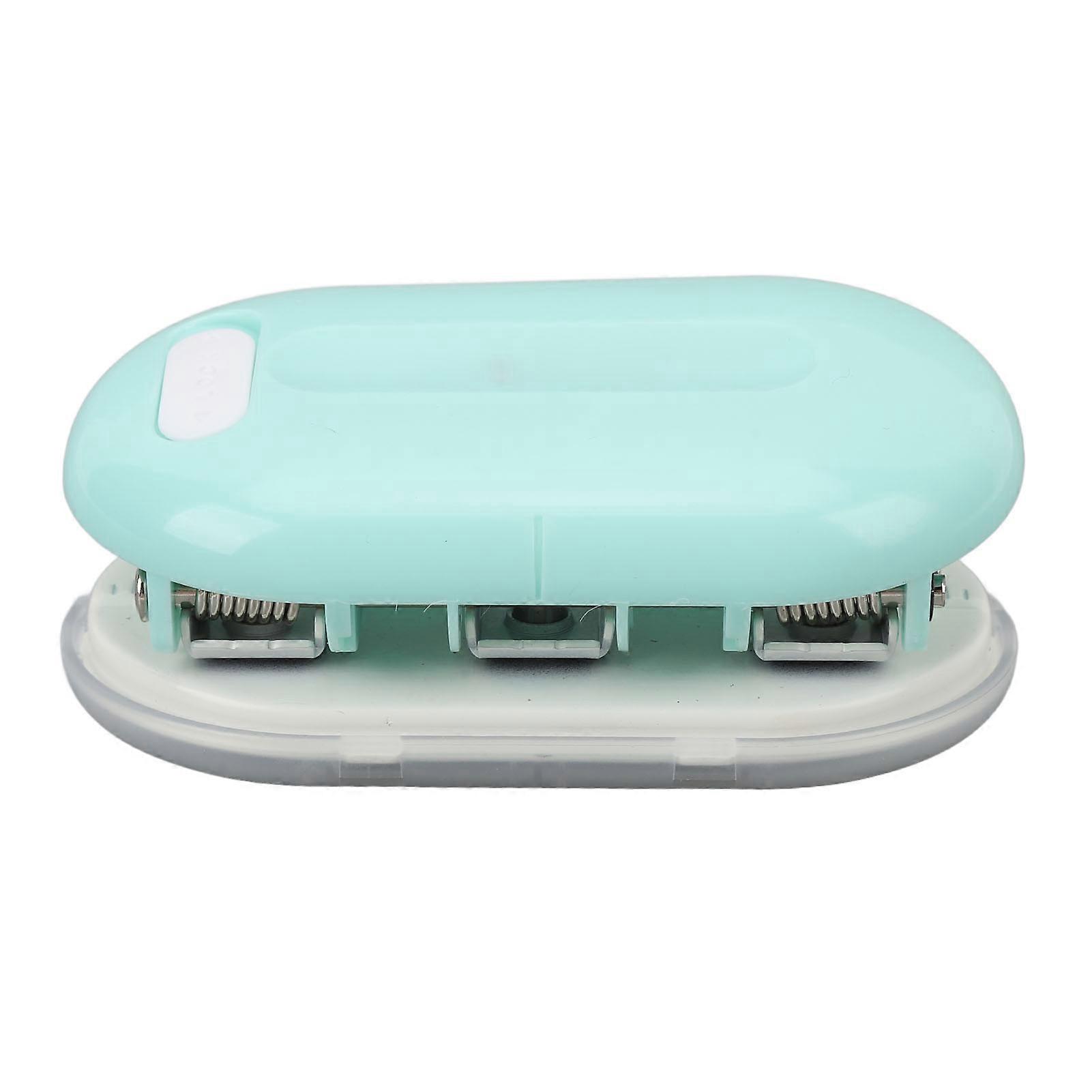 3 Hole Puncher DIY Mini Handheld Paper Punch Loose Leaf Manual Punching Machine for Home Dorm Office Green