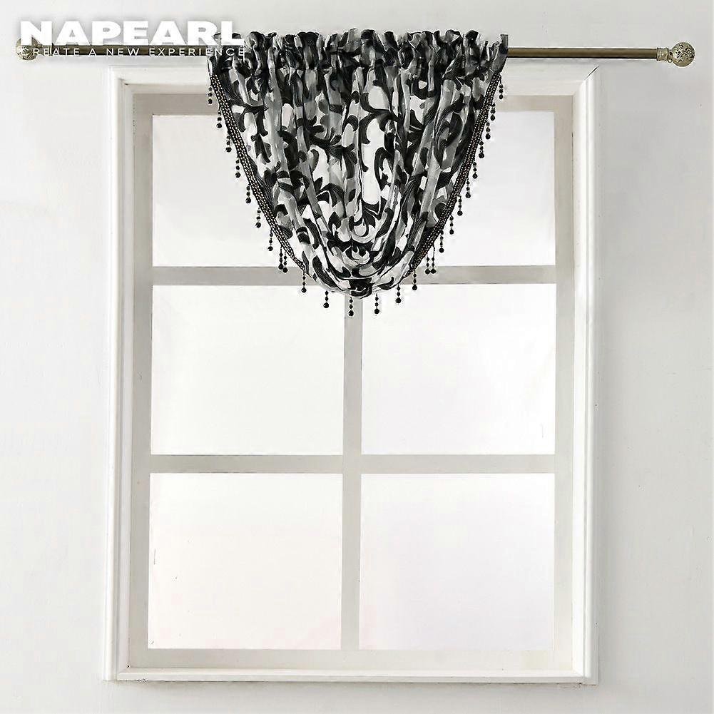 1 PC NAPEARL European Style Flower Tulle Decorative Beaded Valance Design Window Sheer Tulle Curtain