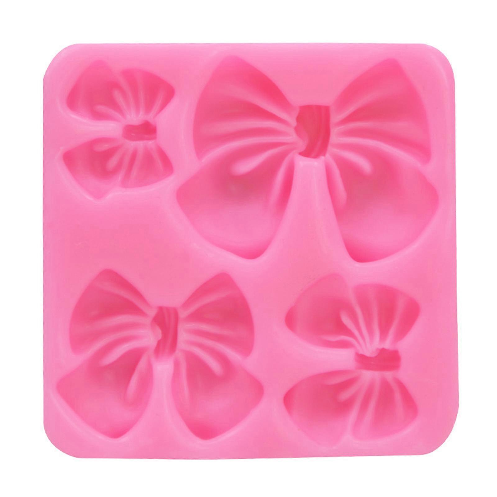 4 Cavity Bowknot Fondant Cake Decorating Silicone Mold Pastry Chocolate Mould Candy Ice Cream Mold DIY Baking Tool