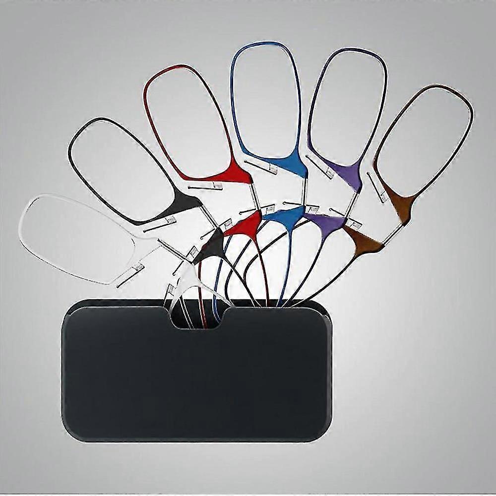 Legless Clamp Nose Reading Glasses With Ultra-thin Glasses Case