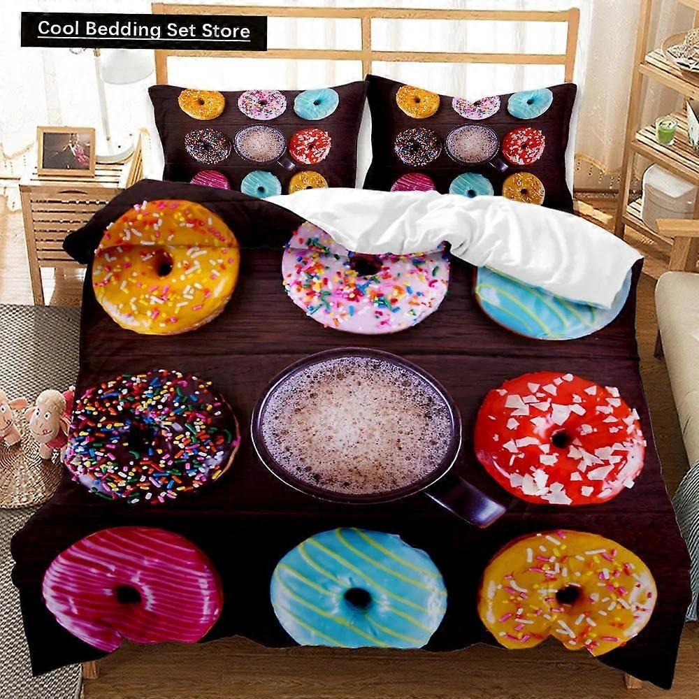 v1680 ملاءات السرير مجموعة غطاء لحاف الحلوى مجموعة الفراش المصاصات الملونة مجموعة الفراش الشوكولاتة والسكر مجموعة الحلوى الملونة الوجبات الخفيفة غطاء لحاف البوليستر 3 قطع