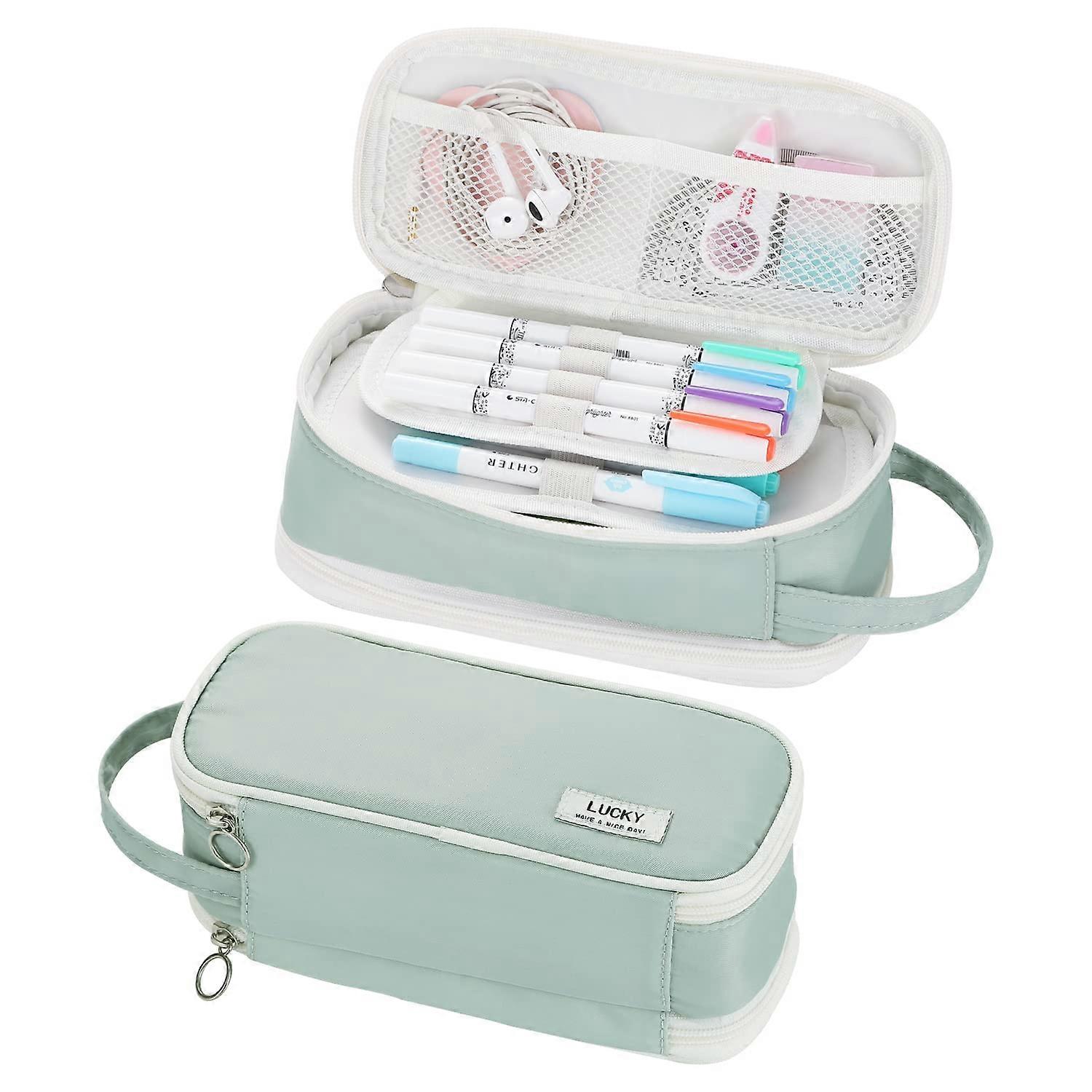 Large-Capacity Canvas Pencil Organizer for School Supplies with Multi-Compartment Storage, Durable Material, and Stylish Design