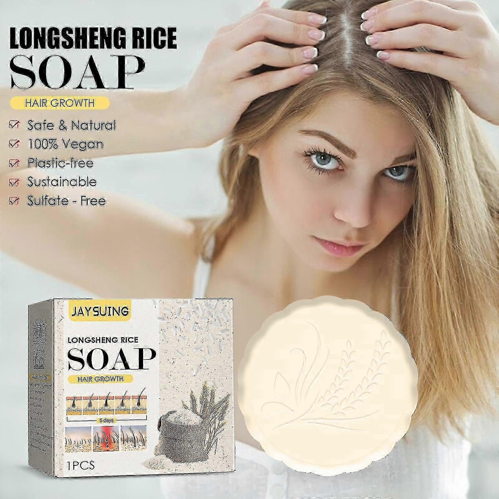 Jaysuing Rice Shampoo Soap Ekstrakt z ryżu Odżywcza pielęgnacja włosów Wspomaga wzrost włosów Odżywcze mydło naprawcze Shampoo |