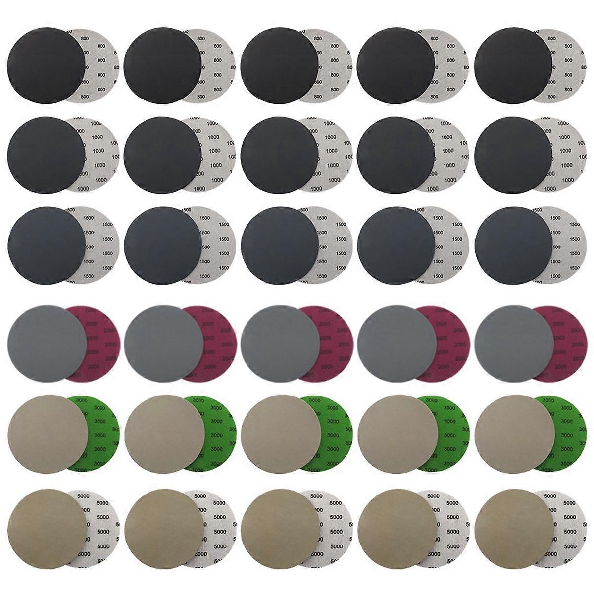 60 Pcs 6 Inch Wet Dry Sanding Discs,6 Inch Sanding Discs Hook and Loop,800/1000/1500/2000/3000/5000 Grit Silicon Carbide