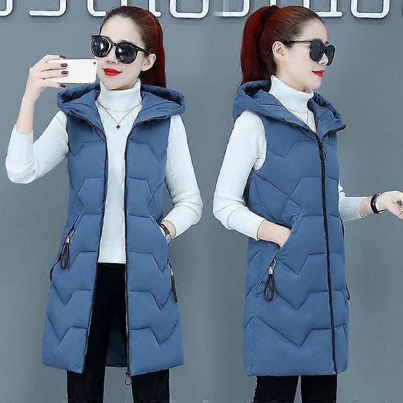 Women Down Cotton Hooded Vest Coat Autumn And Winter Sleeveless Thicken Jacket