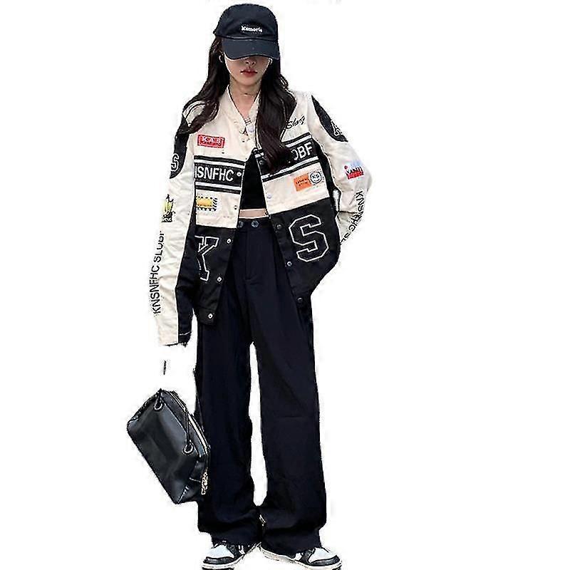 Bebetter Baseball Unicompatiblem Vintage Racing Jacket, Pilot Jacket,Y2k Street Clothes Jacket