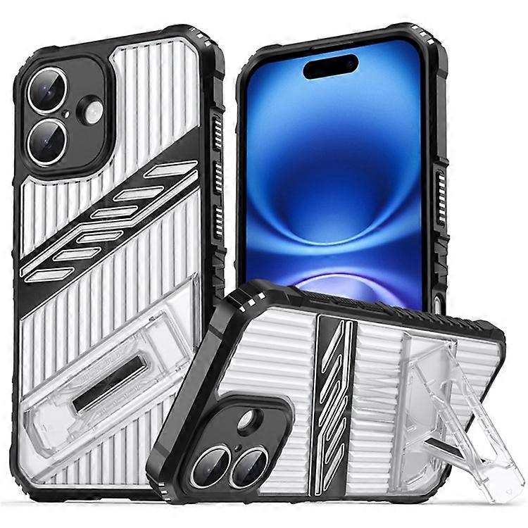Compatible For iPhone 16 Case Folding Kickstand PC + TPU Anti Drop Phone Cover