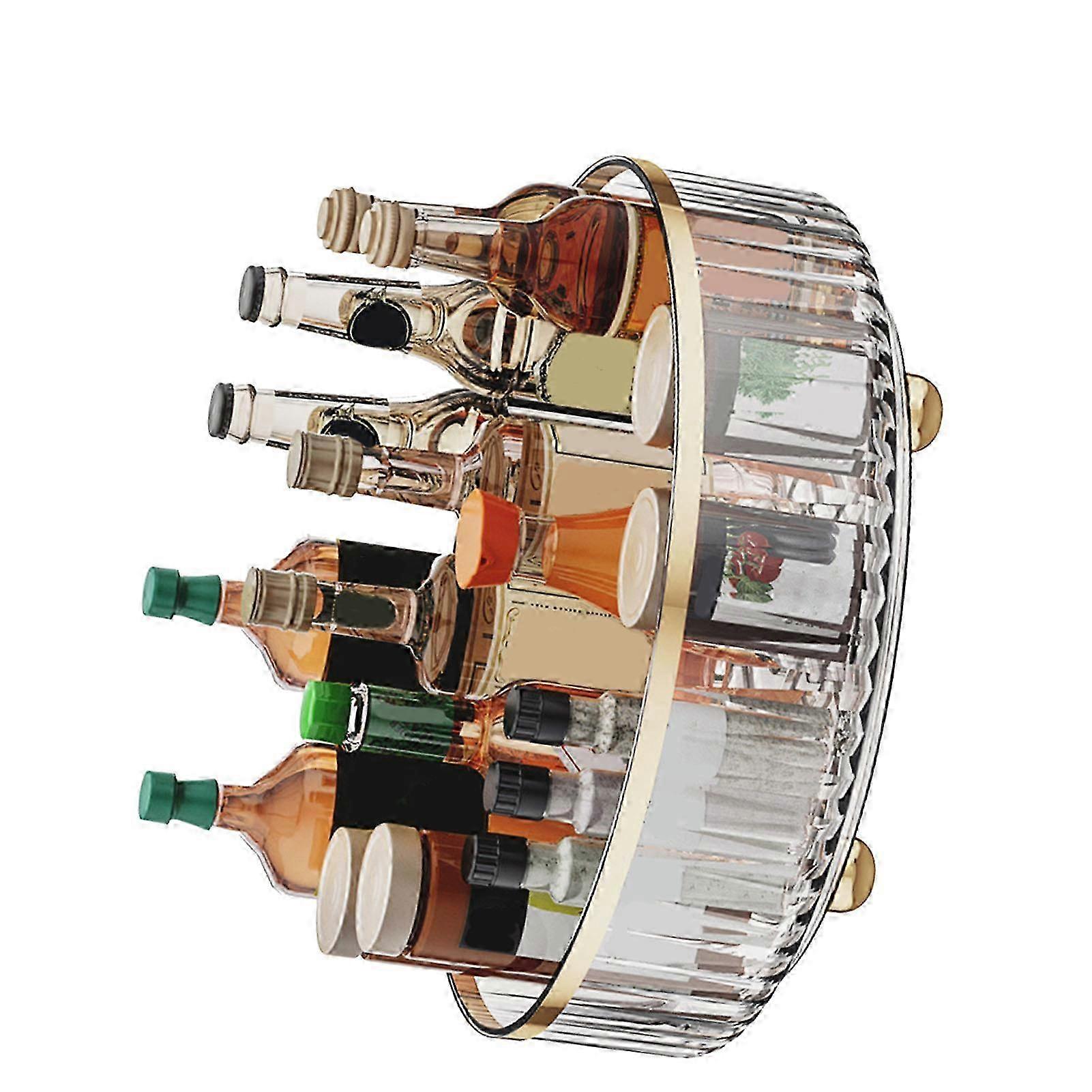 Rotating Storage Rack Multipurpose Transparent Light Luxury Space Saving Turntable Organizer for Kitchen Countertop Living Room f74