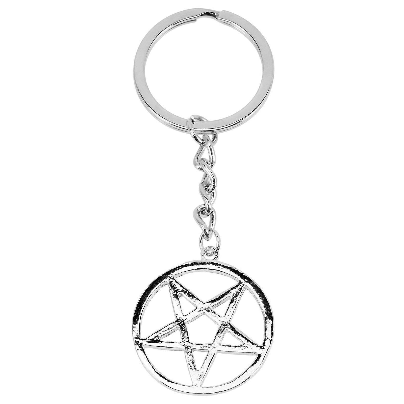 2pcs Pentacle Pendant Five-pointed Star Key Chain Diy Bag Hanging Charm Pentagram Keyring