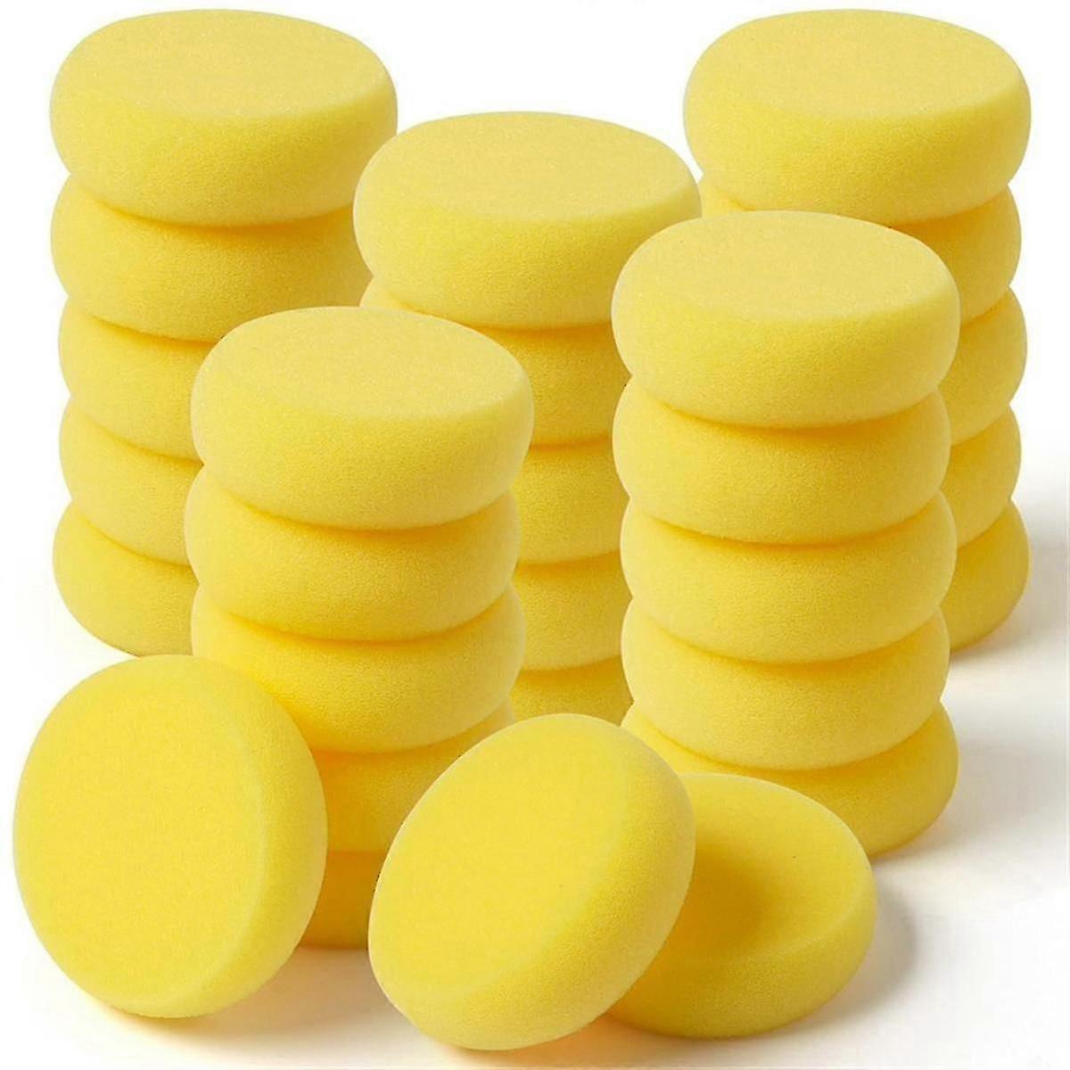 48 Pcs Yellow Round Painting Sponges Synthetic Artist Sponges Watercolors Sponges For Painting, Ceramics, Pottery