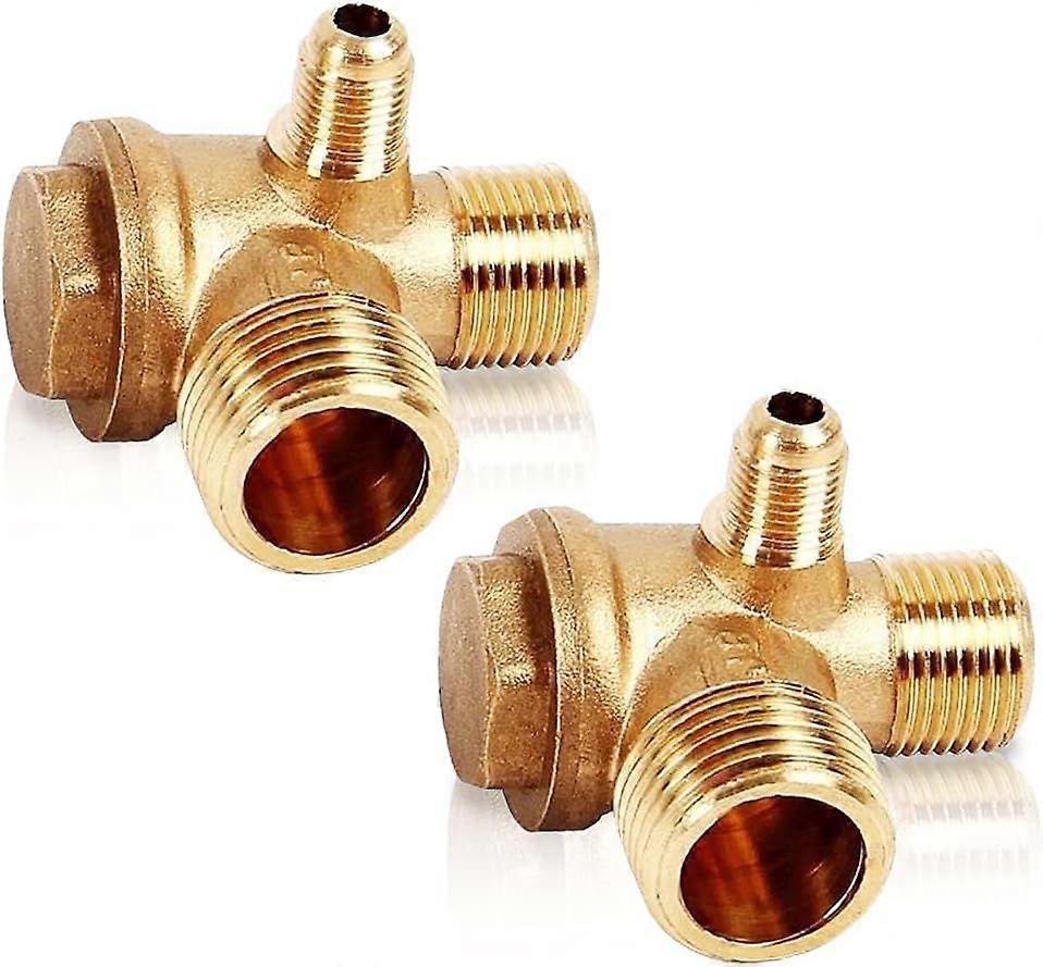2 Pcs 3 Way Check Valve External Thread (201610 mm) 3-Way Brass Pressure Relief Valve Compressor Compressor for Male Valve