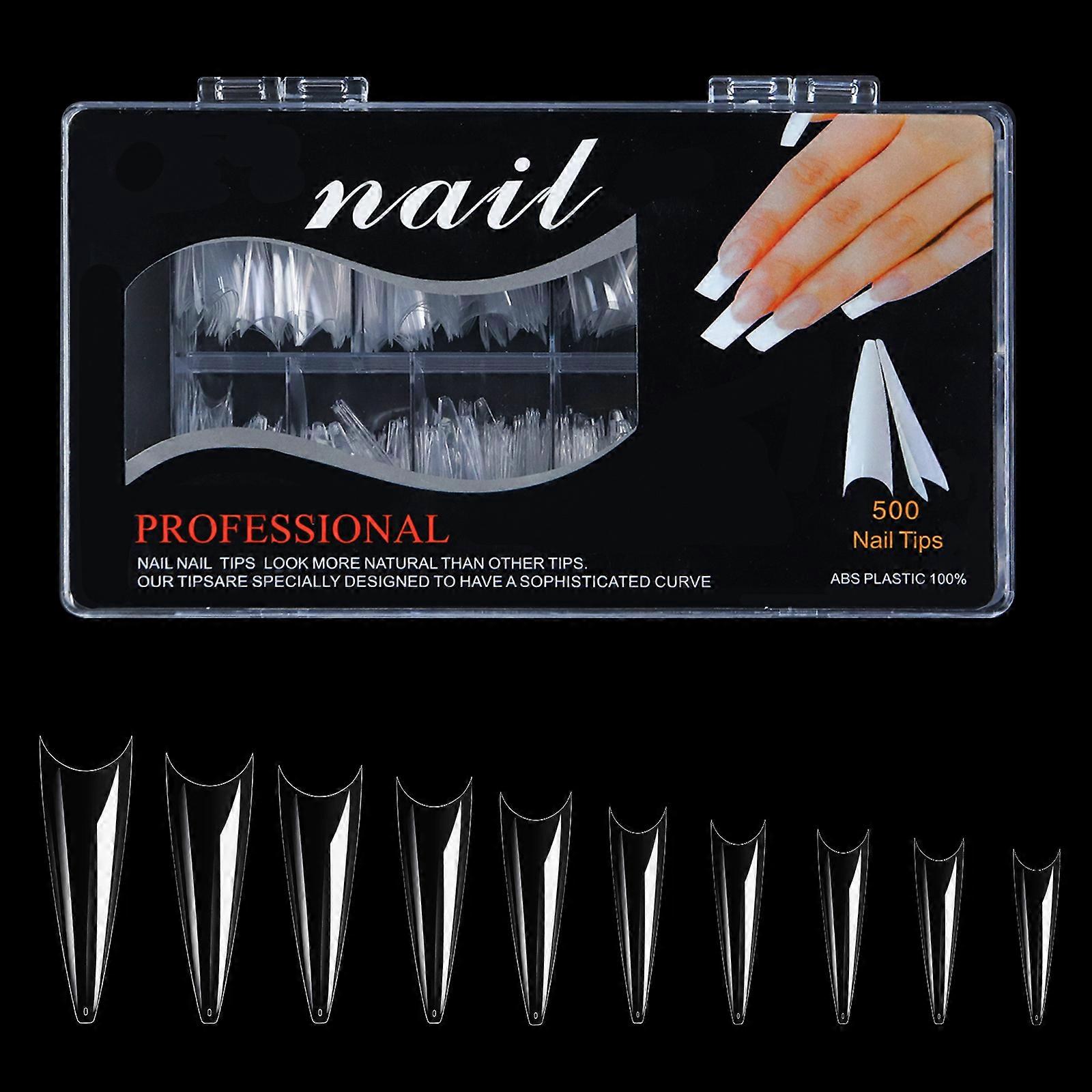 No C Curve Clear Nail Tips for Acrylic Nails Professional Extra Long Κωνικό Τετράγωνο Ίσιες Άκρες Νυχιών Ακρυλικό διαφανές χρώμα