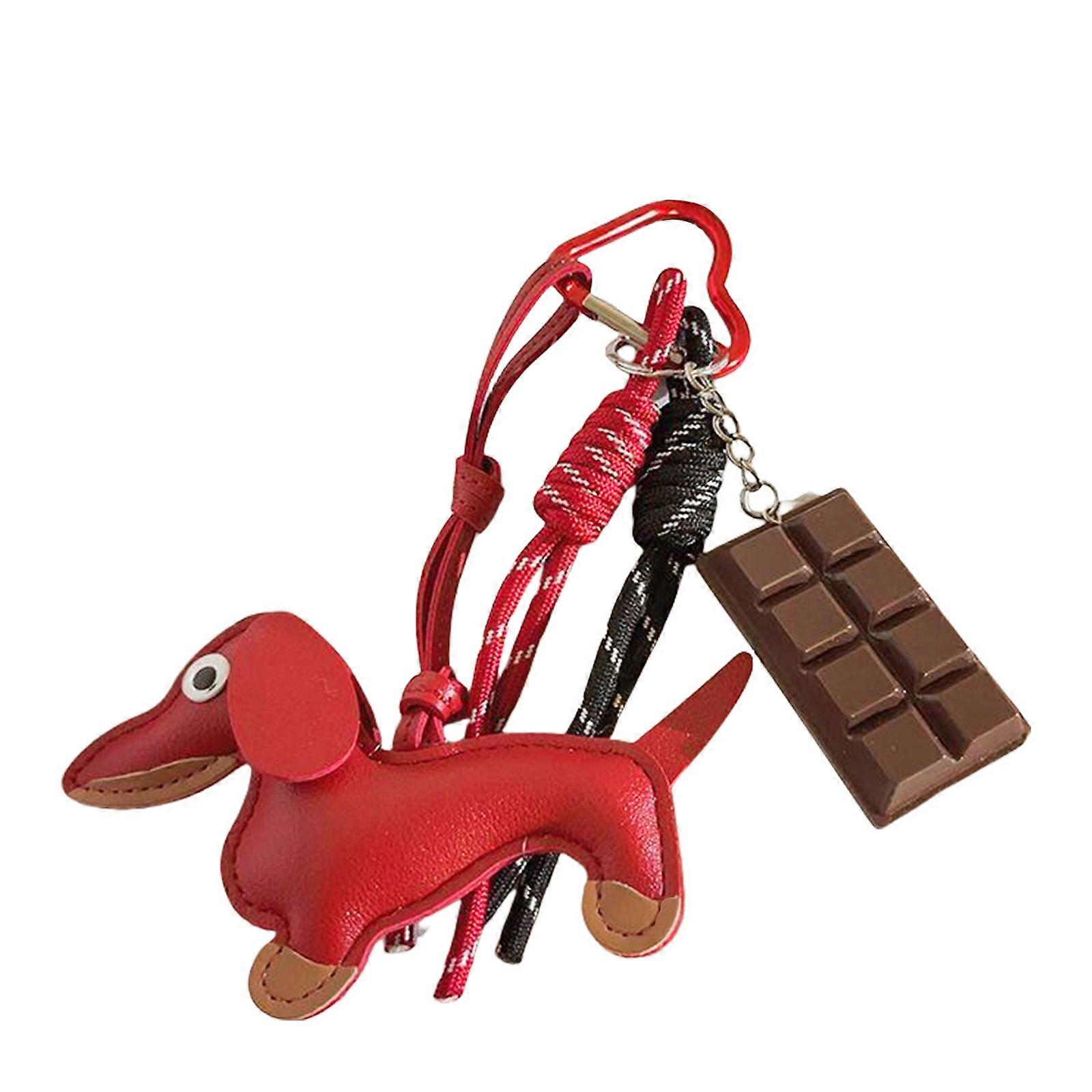 styles uniques teckel porte-clés breloque pendentif robuste en cuir PU matériaux accessoire pour un usage quotidien tenues élégantes rouge