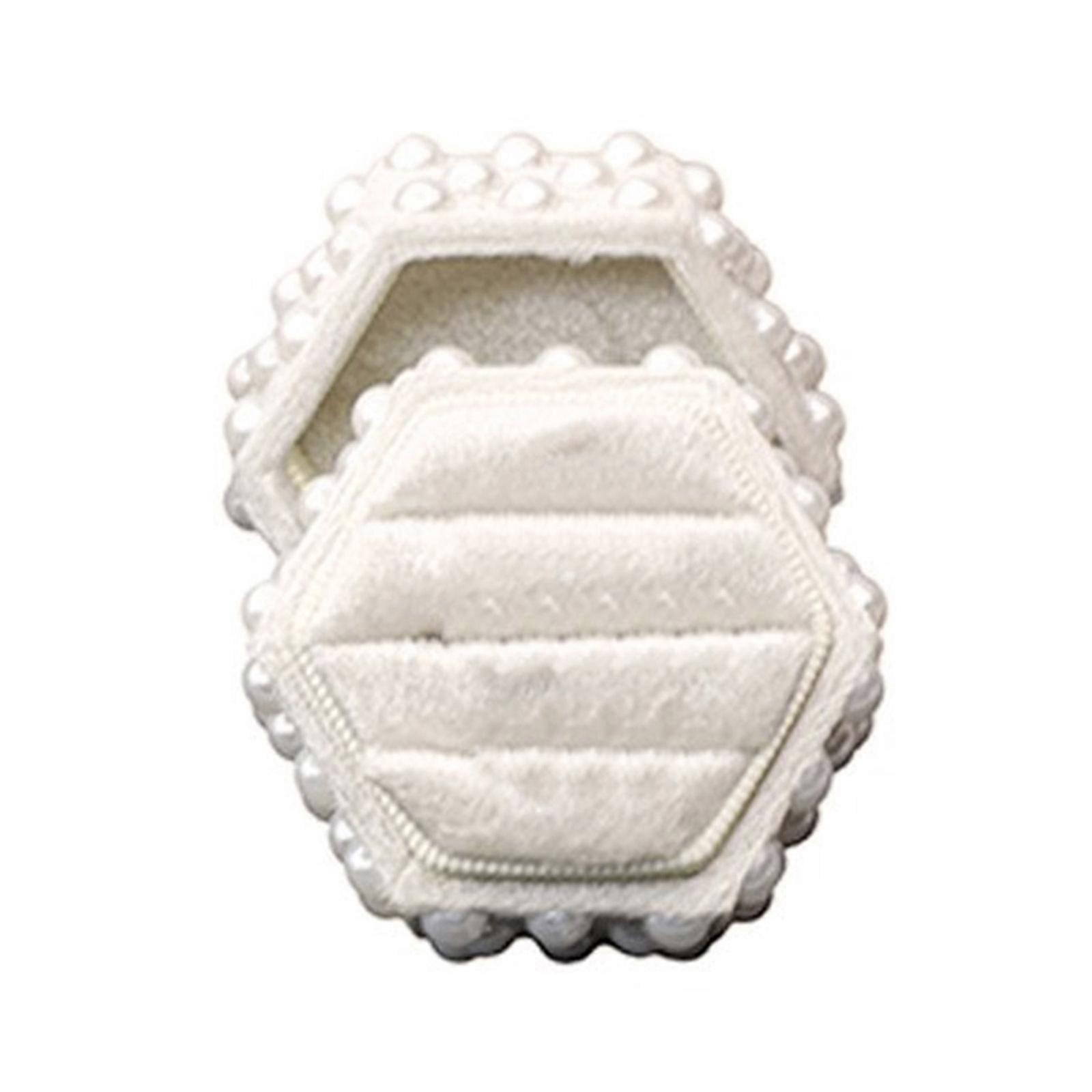 Velutum Crafted Jewelry Storage Box with Pearls Adornments Unique Hexagonal Designs and Flannel Lined for Items Yellow