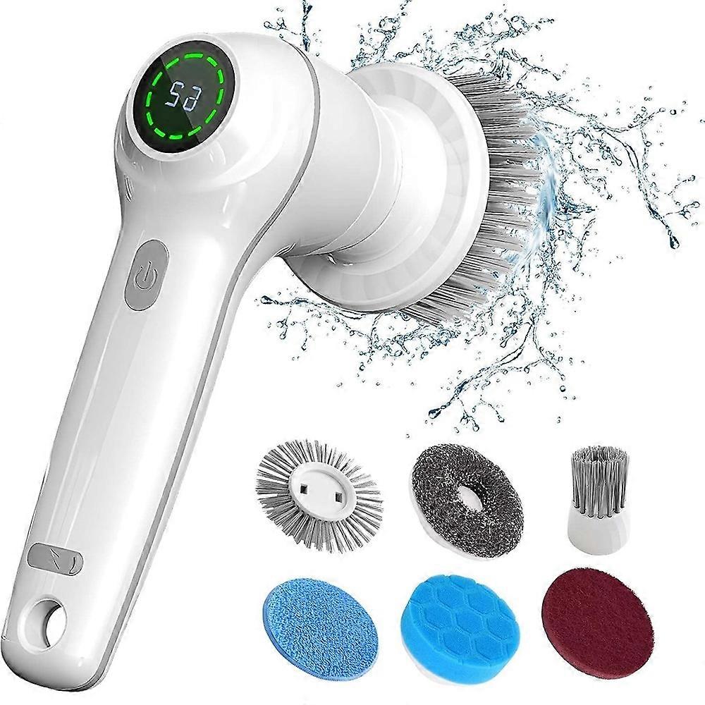 Electric Cleaning Brush Handheld Rechargeable Spin Scrubber for Home Cleaning with 8 Replaceable