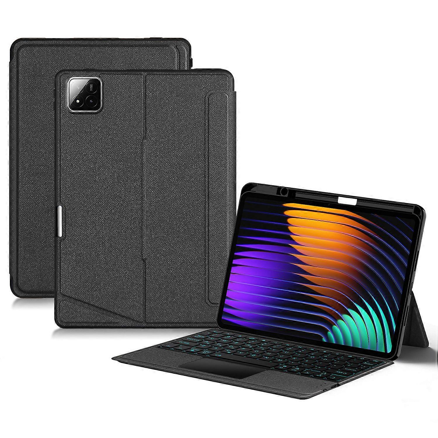Compatible with Xiaomi Pad 7 Leather Case + Bluetooth-compatible Keyboard with Backlight Trackpad
