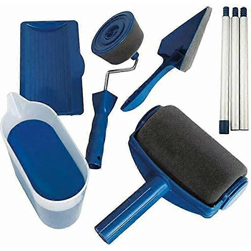 Silicone Lid Equipped All In One Paint Roller Set, No Drops No Leaks No Mess Experience, 3 Section Upgraded Extension Pole For High Ceilings, Perfect