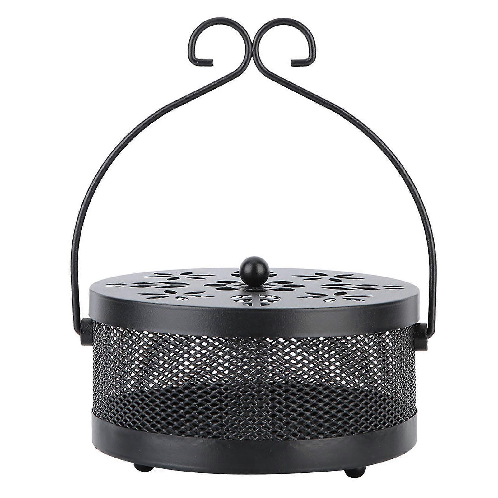 Mosquito Coil Holder, Hollow-out Pattern with Metal Ball Bracket, Non-slipping Handle & Enclosed Dish Design, Ideal for Safe & Stylish Mosquito
