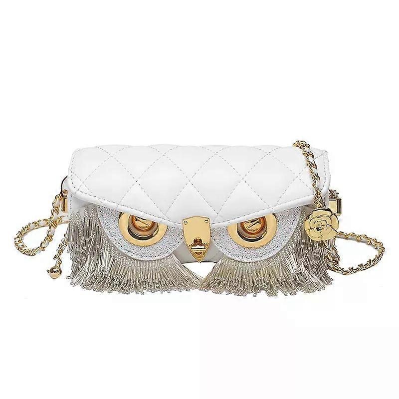 Söta uggla väskor för kvinnor Ny lyx designer handväska mode tofs crossbody väska läder djur tryck axelväska kvinna