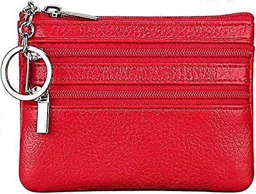 Porte-monnaie en cuir véritable pour femmes Mini pochette Change Wallet avec porte-clés
