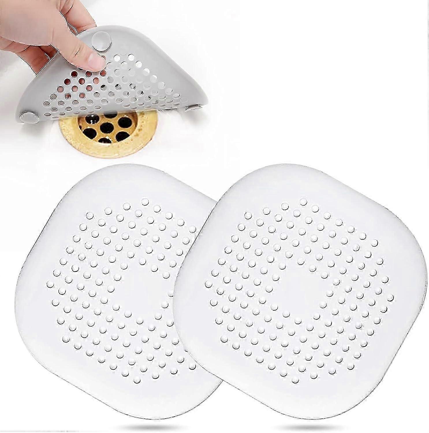 Hair Drain Catcher,Square Drain Cover for Shower Silicone Hair Stopper with Suction Cup,Easy to Inst