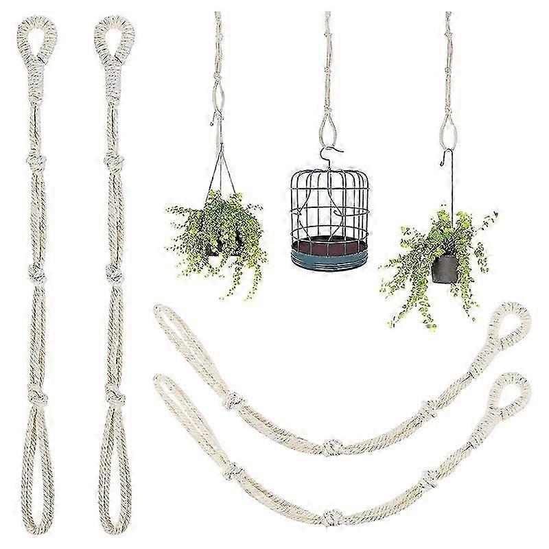 4 Pieces Macrame Beige Plant Hanger Extender Rope Plant Hanging Basket Extender Large Hanging Plant