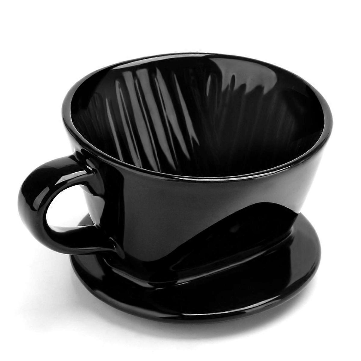 Kaffeefiltertasse, Einzeltasse, schwarzer Keramik-Kaffeefilter, L