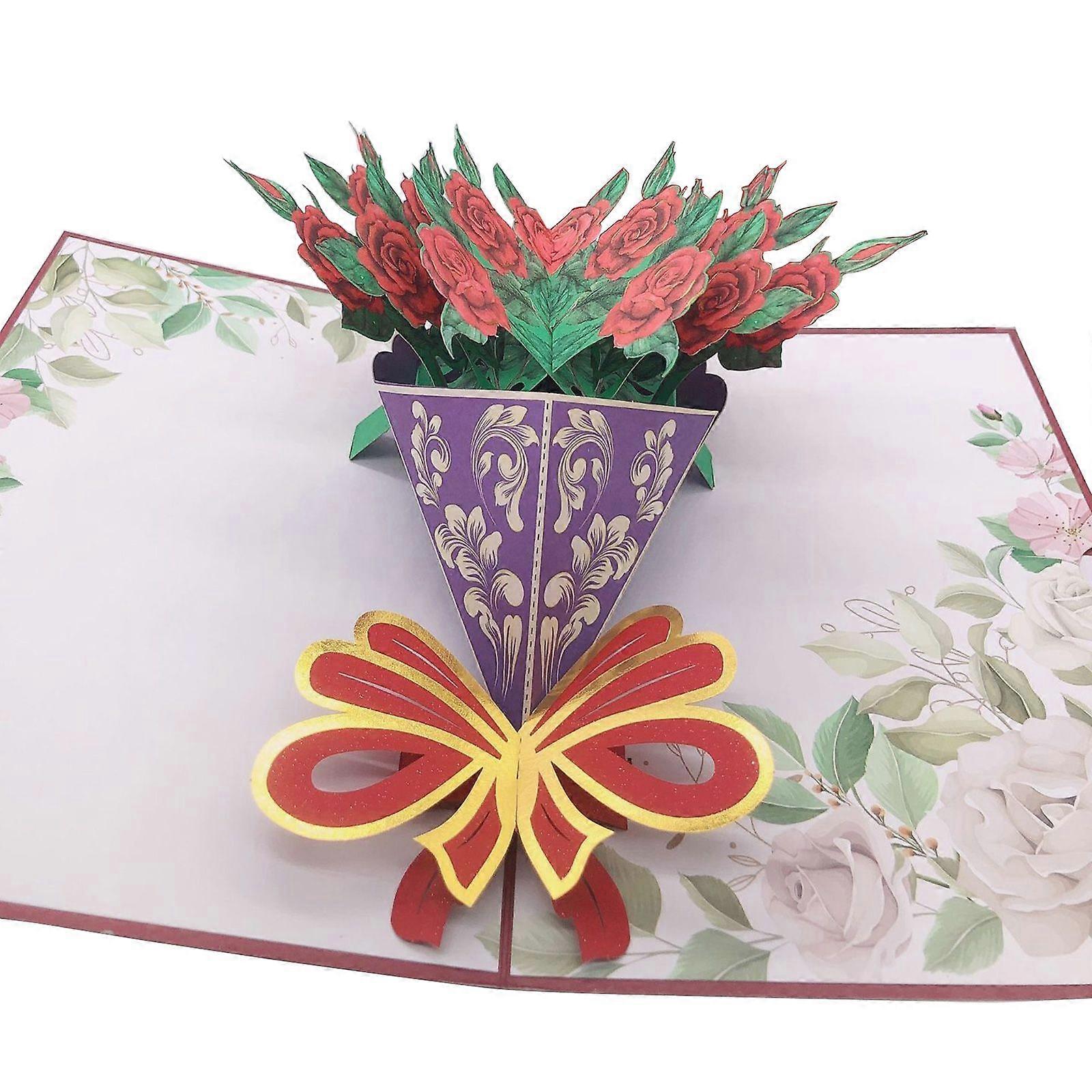 3D για αναδυόμενες κάρτες για την ημέρα της μητέρας Floral μπουκέτο λουλουδιών ευχετήριες κάρτες για τη μαμά σύζυγο γενέθλια Ημέρα του Αγίου Βαλεντίνου καρτ-ποστάλ κάρτα δώρων