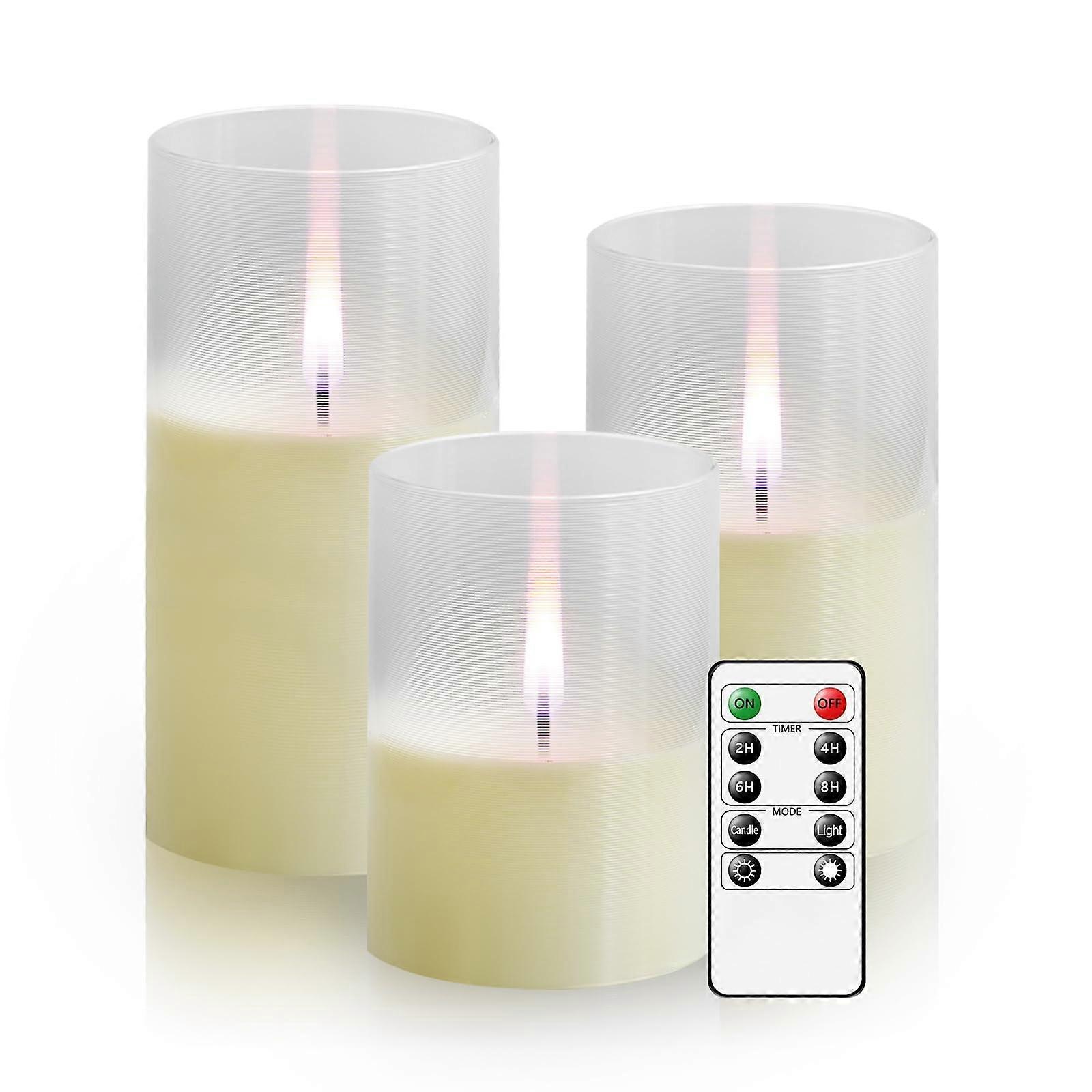 3 Pack Flameless Candles for Setting The Mood D 3" xH 4" 5" 6"