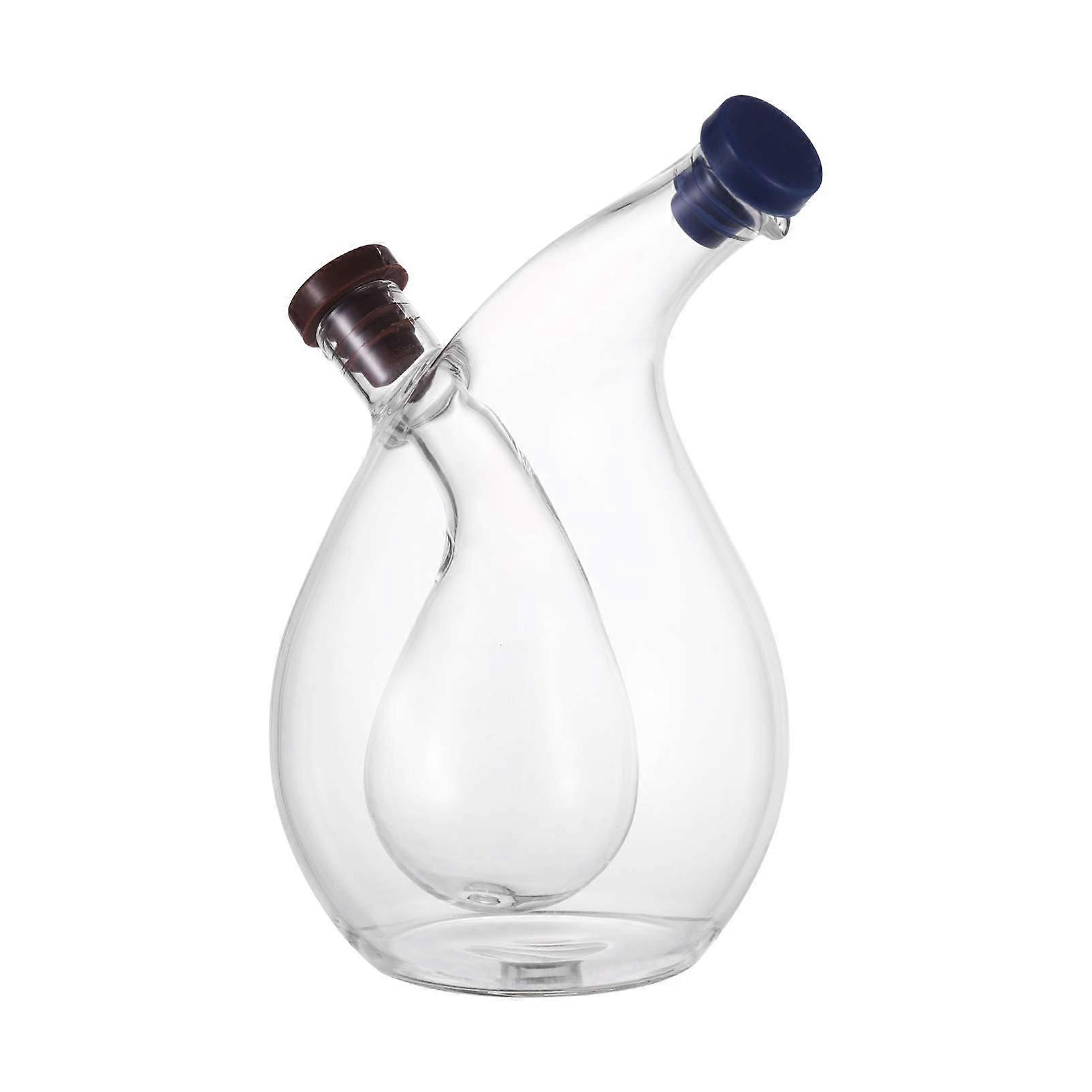 Doitool Olive Oil and Vinegar Dispenser Bottles, 2-Pack, Dual-Chamber Clear Glass, 1-In-1 Design