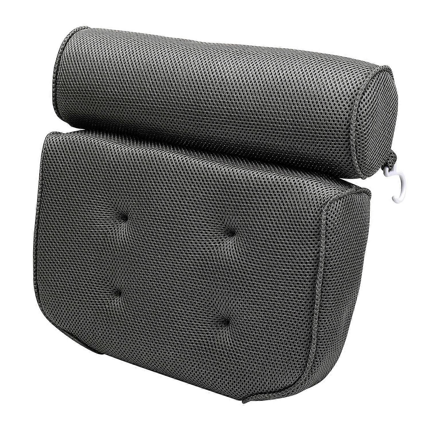 Bath pillow with head, neck, shoulder, and back support. Non-slip, extra thick, soft, and generously sized for a total relaxation experience. Fits any