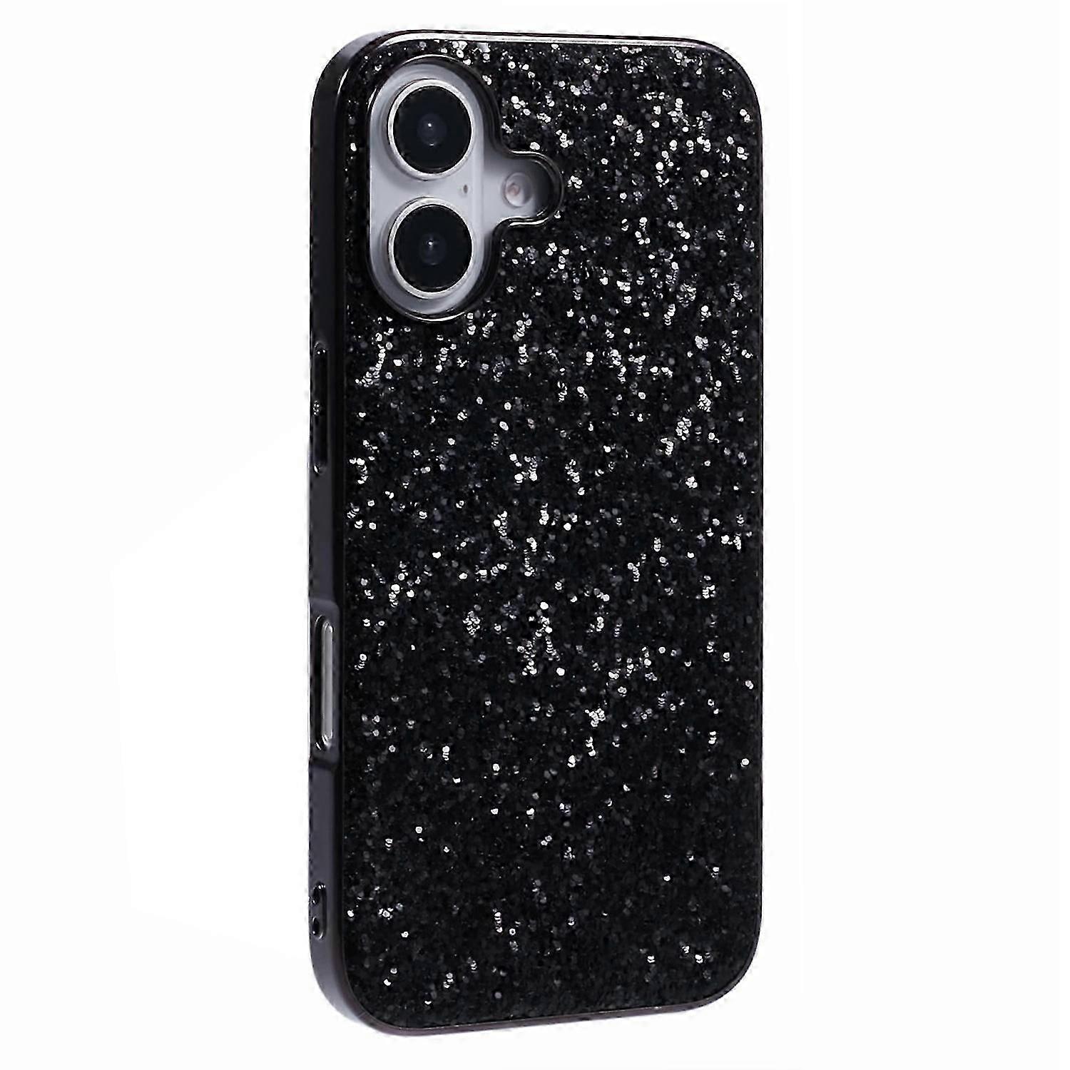 For iPhone 16 Case TPU+PC Sparkling Glitter Phone Back Cover