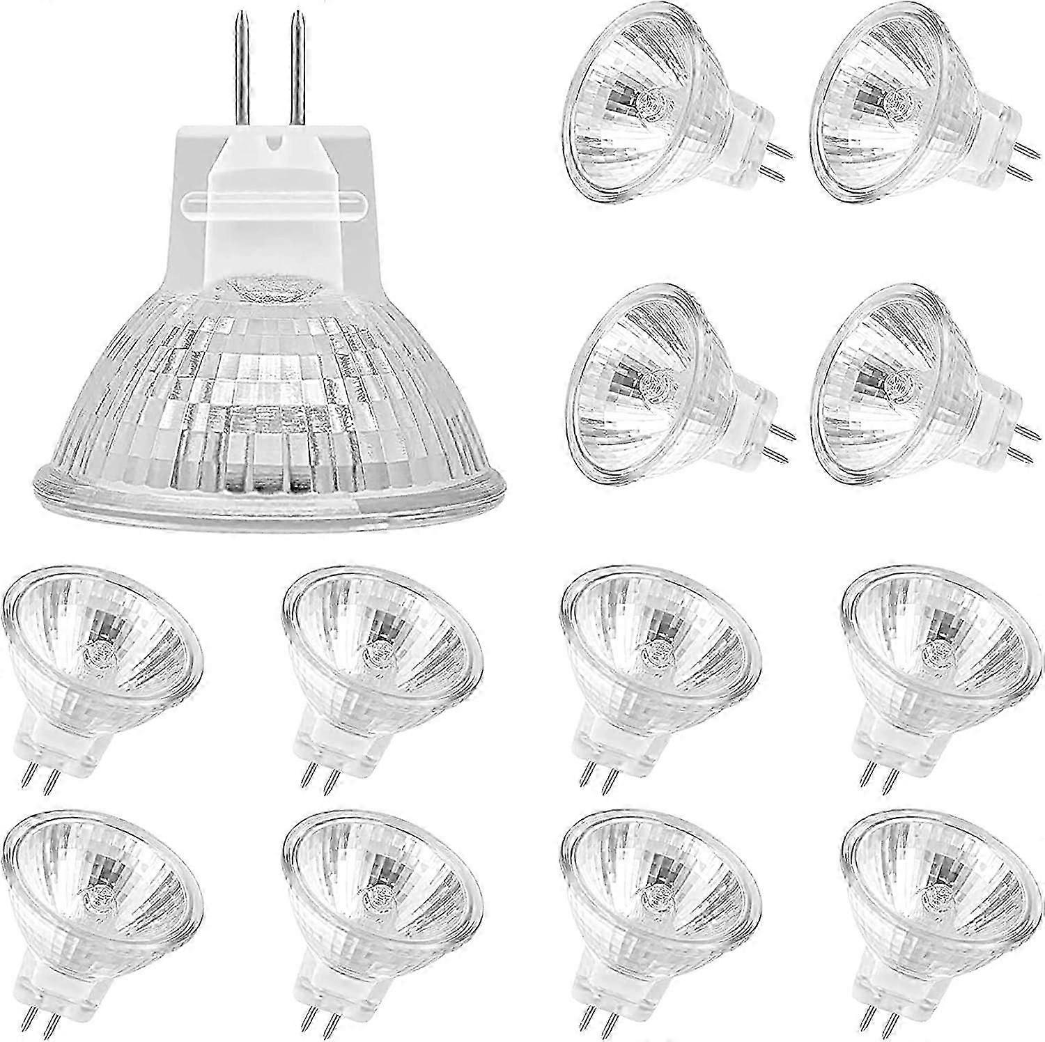 MR11 Halogen Bulbs (Pack of 12), GU4 Halogen Lamp 12V 20W, Mr11 GU4 Dimmable Bulb Glass Cover for Ceiling Light, 2 Pin Halogen Bulb 2700K Warm White