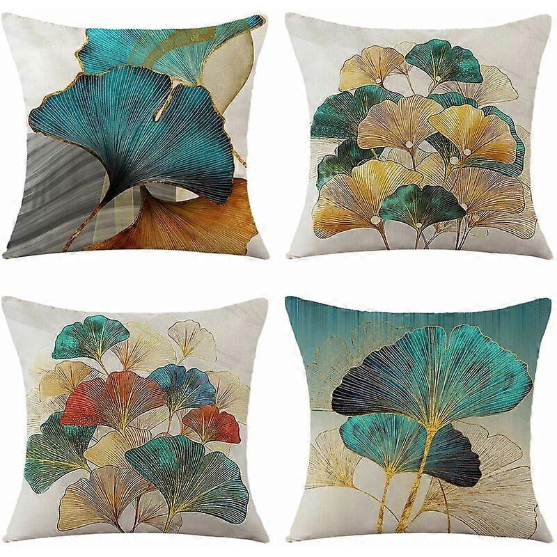 Ginkgo Leaf Throw Pillow Covers for Decorative Couch or Bed Use