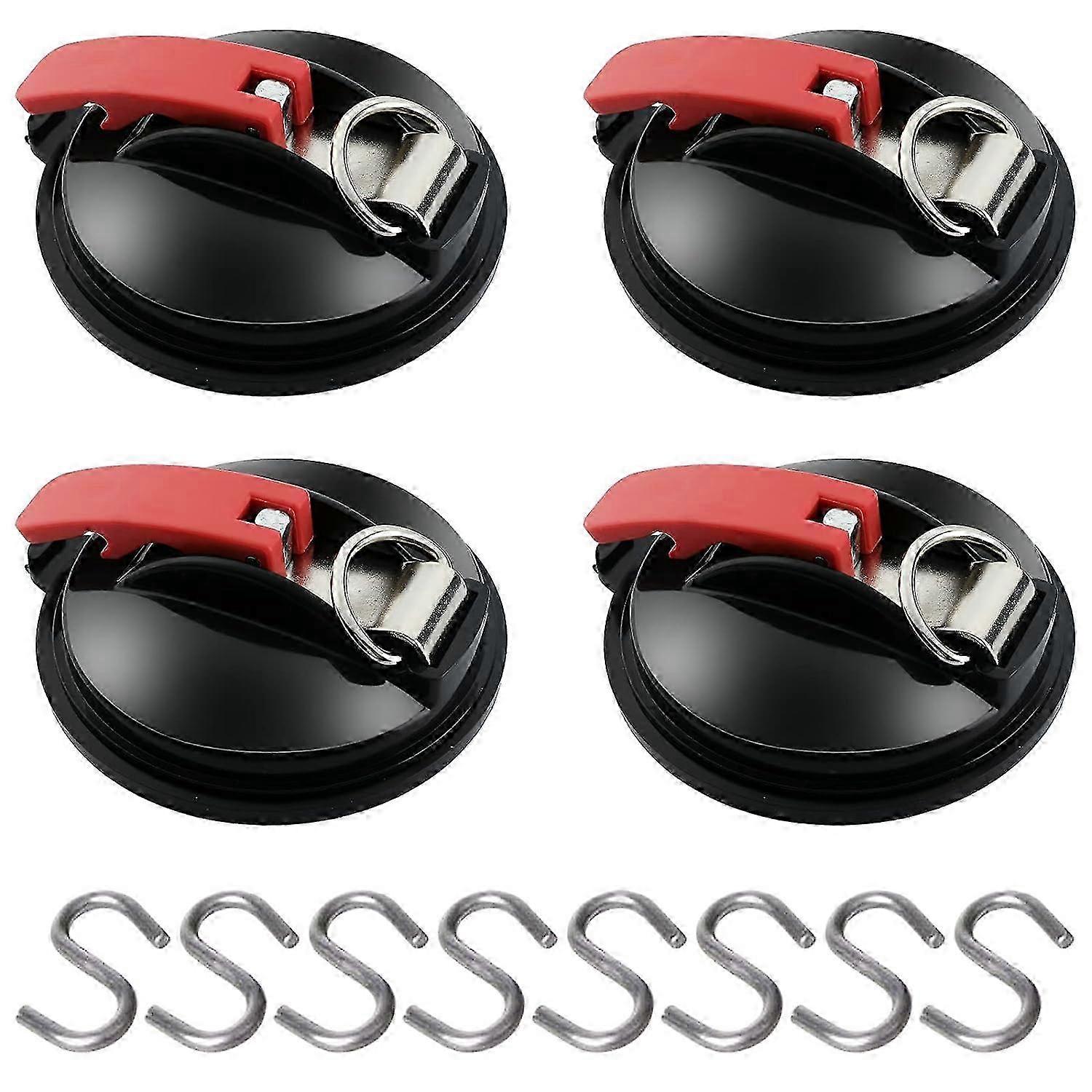 4 Pieces Suction Anchor With Tie Down Hook Attachment  Awning Suction Attachment Hook For Car Side Tents Camping Tarp Accessory  8 S Hooks