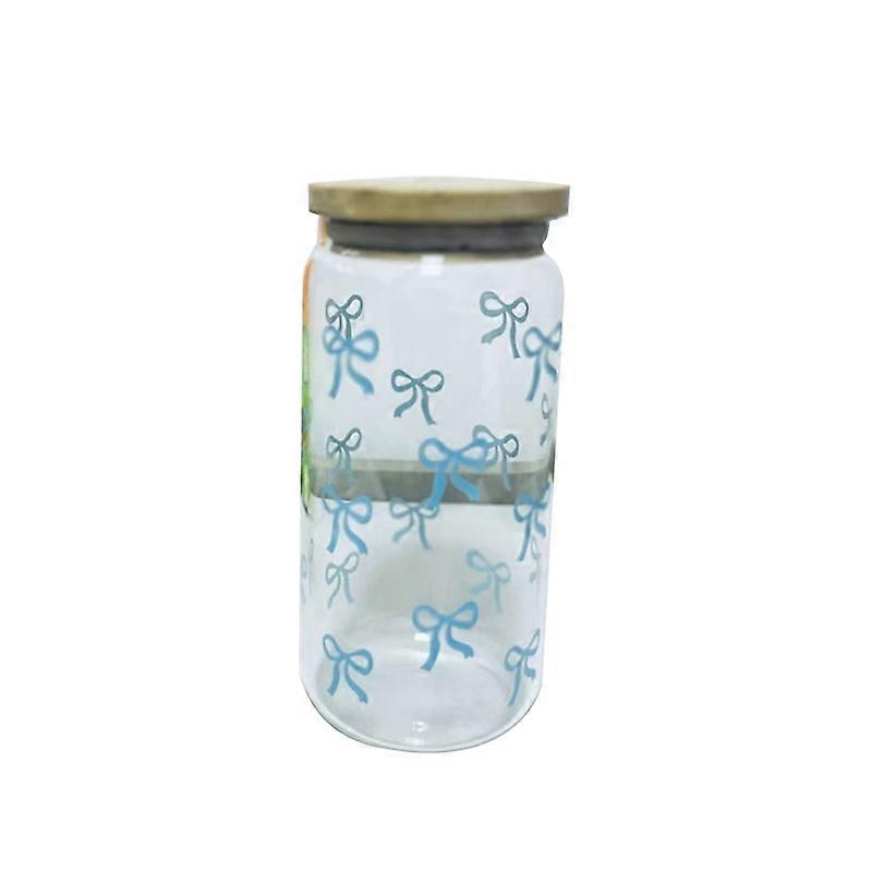 Bow Glass Cute Water Cup Cartoon Bow Glass Cup Striped Cute Doodle Coffee Mug Household Fruit Tea Lemonade Girls Gift