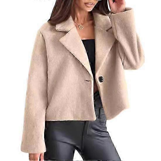 Long-sleeved Thermal Women's Coat with Solid Color Loose Fit and Turn-down Collar for Casual Commuting and Dating in Fall and Winter