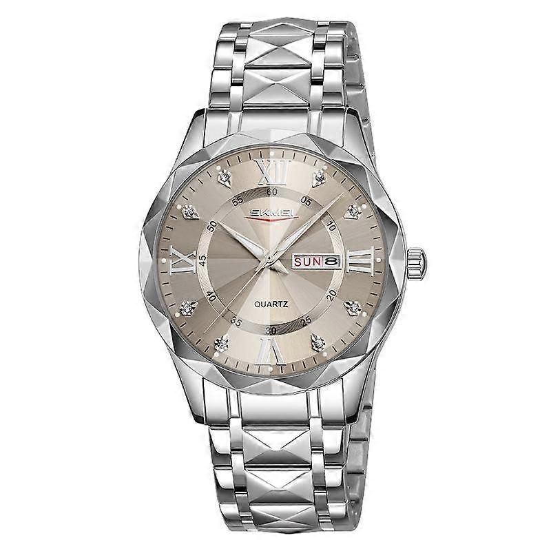 SKMEI Luminous Watch Men Silver Case Gray Dial