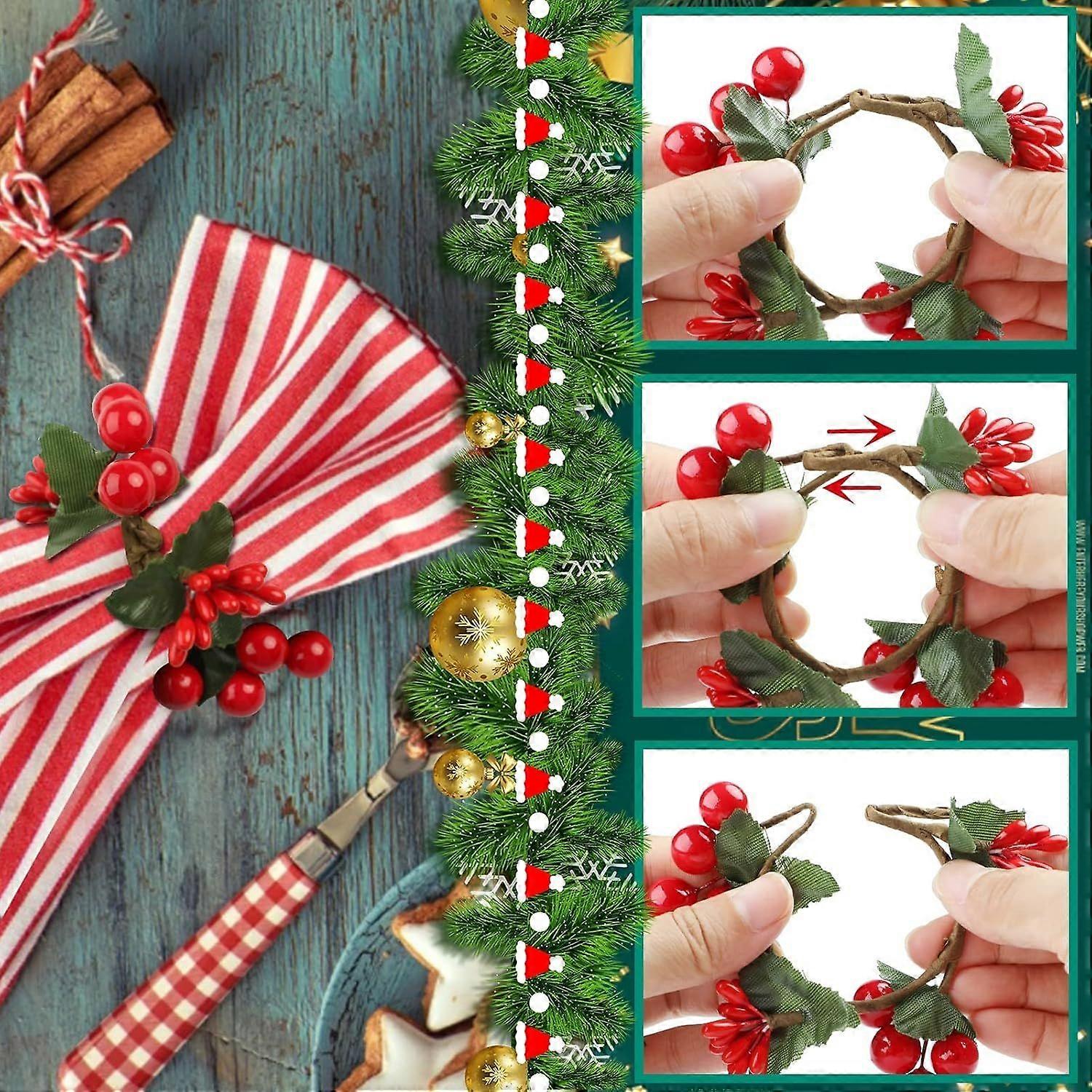 Servilleteros 8pcs servilletero de bayas rojas